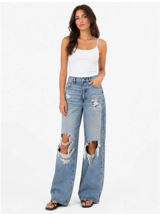 American Eagle Outfitters Denim - AE Dreamy Drapey Super High-Waisted Baggy Wide-Leg Jean